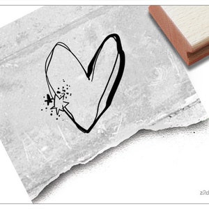 Timbro cuore con stelle - timbro con motivo per San Valentino, fidanzamento, matrimonio, cartoline, invito, decorazione da tavola, regalo per gli ospiti, album di ritagli, amore