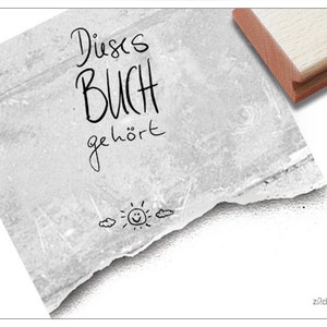 Ex Libris Stempel Dieses Buch gehört...mit Sonne - Buchstempel, Geschenk für Kinder, Kita und Schule, Einschulung, Geburtstag, Bibliothek