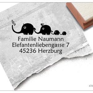 Timbro con indirizzo personalizzato ELEFANTI - timbro con indirizzo, timbro di famiglia, timbro di legno o timbro automatico personalizzato, regalo