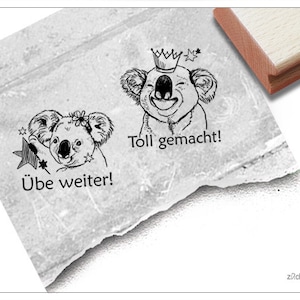 Stempelset Lehrerstempel mit Koala, 2er-Set - Stempel für Lehrer, Lob/ Kritik zur Motivation der Kinder, Belohnung, Belobigung, Schulstempel