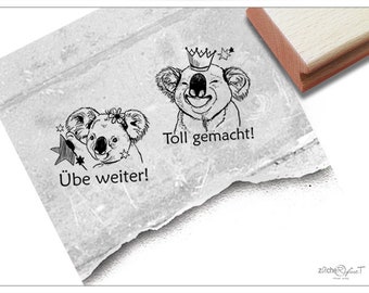 Teacher stamp set with koala design, set of 2 - stamps for teachers, praise/criticism to motivate children, reward, commendation, school stamp