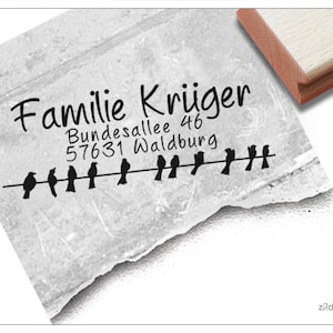 Timbro indirizzo personalizzato BIRDS - timbro, timbro famiglia, timbro aziendale, timbro legno, timbro automatico, regalo,