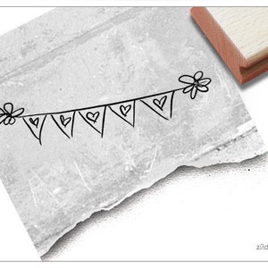 Stempel WIMPELKETTE Girlande mit Herzen - Motivstempel für Valentinstag und Hochzeit, Karten, Einladung, Tischdeko, Gastgeschenk, Scrapbook
