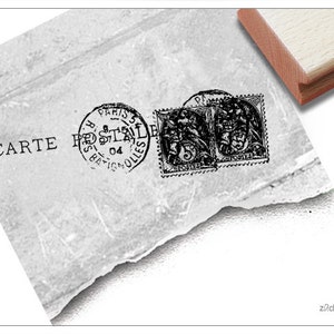 Stempel Vintage Carte Postale I - alter französischer Poststempel - Motivstempel, Shabby chic style, Briefstempel für Post, Deko, Scrapbook