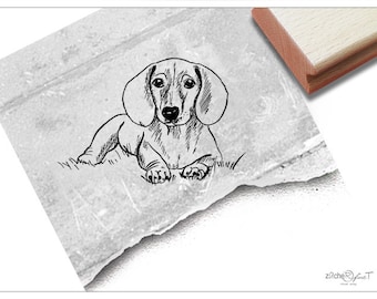 Stempel Dackel - Motivstempel mit Dachshund - Tierstempel mit Hund Teckel Dackelstempel - für Karten, Basteln und Deko, Scrapbook, Geschenk
