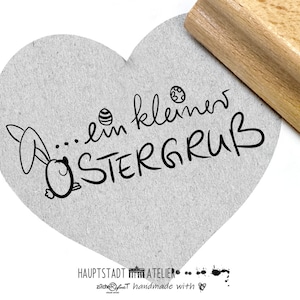 STEMPEL Osterstempel ein kleiner Ostergruß mit Hase Motivstempel für Oster-Karten und Geschenkanhänger Textstempel von zAcheR-fineT afbeelding 1