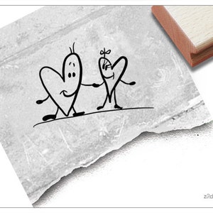 Stempel Verliebte Herzen - Motivstempel zum Valentinstag und Hochzeit, für Karten, Einladung, Tischdeko, Gastgeschenk, Fotobuch, Scrapbook