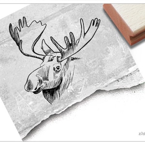 Stempel Tierstempel ELCH - Weihnachtsstempel zum Dekorieren von Karten, Geschenkanhängern, für Basteln, Deko, Scrapbook, Geschenk für Kinder