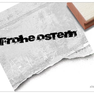 Stempel Osterstempel FROHE OSTERN im Grunge-Look Textstempel zum Osterfest, für Ostergrüße, Karten, Geschenkanhänger, Geschenk, Osterdeko Bild 1