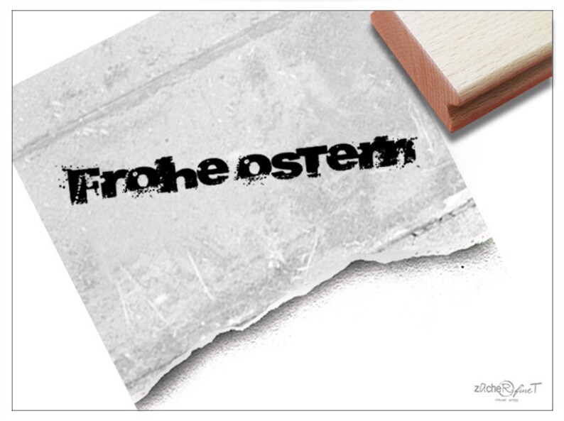 Stempel Osterstempel FROHE OSTERN im Grunge-Look Textstempel zum Osterfest, für Ostergrüße, Karten, Geschenkanhänger, Geschenk, Osterdeko Bild 1