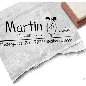 Adressstempel personalisiert HUND - Adress Stempel, Kinderstempel, Holzstempel o. Automatikstempel individualisiert, Geschenk für Kinder