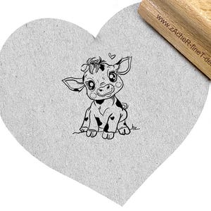 Tampon Petit Veau - Tampon animal à colorier, cadeau pour enfants, cartes et étiquettes cadeaux, bricolage, décoration de table