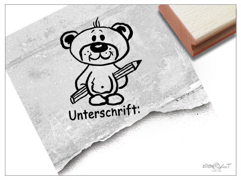 Stempel Lehrerstempel TEDDY Unterschrift: Schulstempel zur Motivation der Kinder, Unterschrift der Eltern, Belohnung, Geschenk für Lehrer image 1