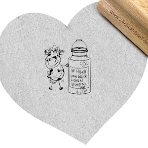 Stempel MILCH von GLÜCKLICHEN KÜHEN, Motivstempel für Milchkartons, Milchflaschen und Verpackungen, Shop-Inhaber, Textstempel,