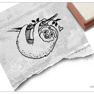 Stempel Tierstempel Faultier mit Herz - Kinderstempel für Kita, Kinderzimmer, Schule und Einschulung, Basteln und Deko, Geschenk für Kinder
