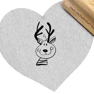 Timbro timbro di Natale Renna Rudolf - timbro con immagine per Natale per biglietti, etichette regalo, carta da regalo, decorazioni natalizie, artigianato