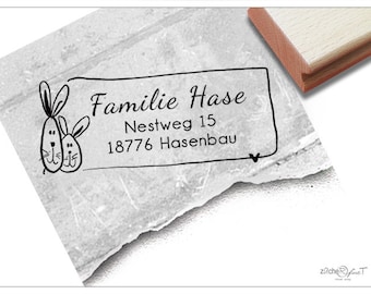 Adressstempel personalisiert HASE - Adressstempel, Familienstempel, Kinderstempel, individuelles Geschenk