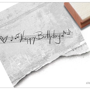 Stempel Textstempel Happy Birthday, Handschrift - Schriftstempel für Glückwünsche zum Geburtstag, Karten, Geschenkanhänger, Scrapbook, Deko