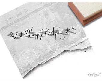 Stamp text stamp Happy Birthday, handwriting - writing stamp for birthday wishes, cards, gift tags, scrapbook, decoration