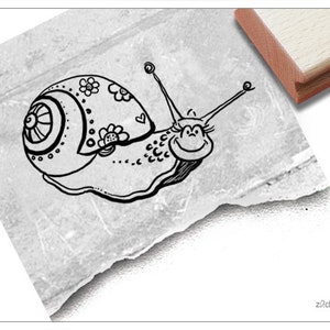 Stempel Tierstempel Süße SCHNECKE - Motivstempel, Geschenk für Kinder, Kita, Kinderzimmer, Schule, Geburtstag, Einschulung, Basteln, Deko