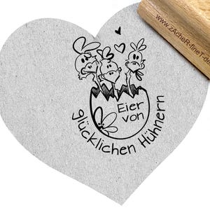 Sello de gallinas felices con corazón, huevos de gallinas felices, sello de texto, sello con motivo para cartones de huevos, empaques de huevos, cajas de huevos