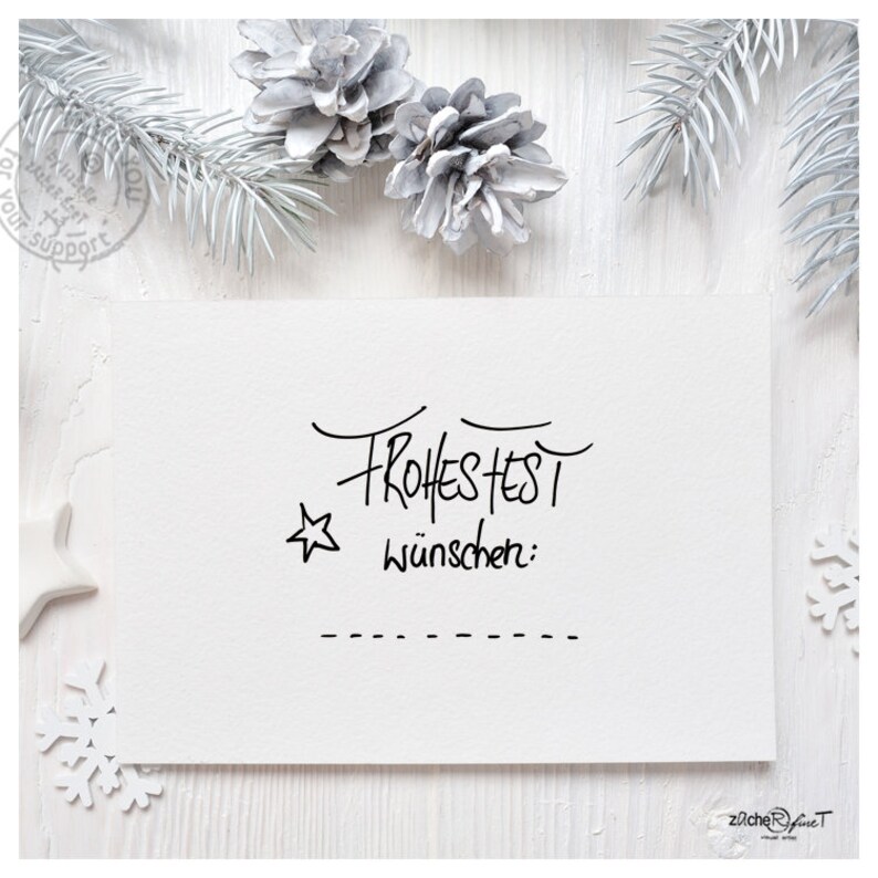 Stempel Frohes Fest wünschen... in Handschrift Weihnachtsstempel mit Stern zum individuellen Ausfüllen, persönliche Grüße zu Weihnachten Bild 3