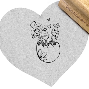 STEMPEL Osterstempel - Drei Hühner im Ei - Motivstempel mit Zeichnung, für Karten und Geschenkanhänger, auch zu Ostern  von zAcheR-fineT