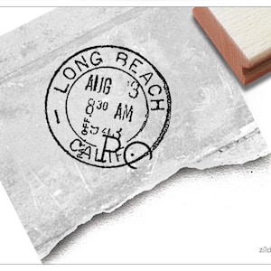 Stempel Poststempel Long Beach Kalifornien - Vintage Motivstempel für Scrapbook, Artjournal, Kunst, Basteln, Deko, Shabby chic, Bullet Stamp
