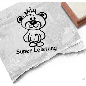 Stempel Lehrerstempel TEDDY Lob: Super Leistung - Schulstempel zur Motivation der Kinder, Belohnung, Belobigung, Geschenk für Lehrer