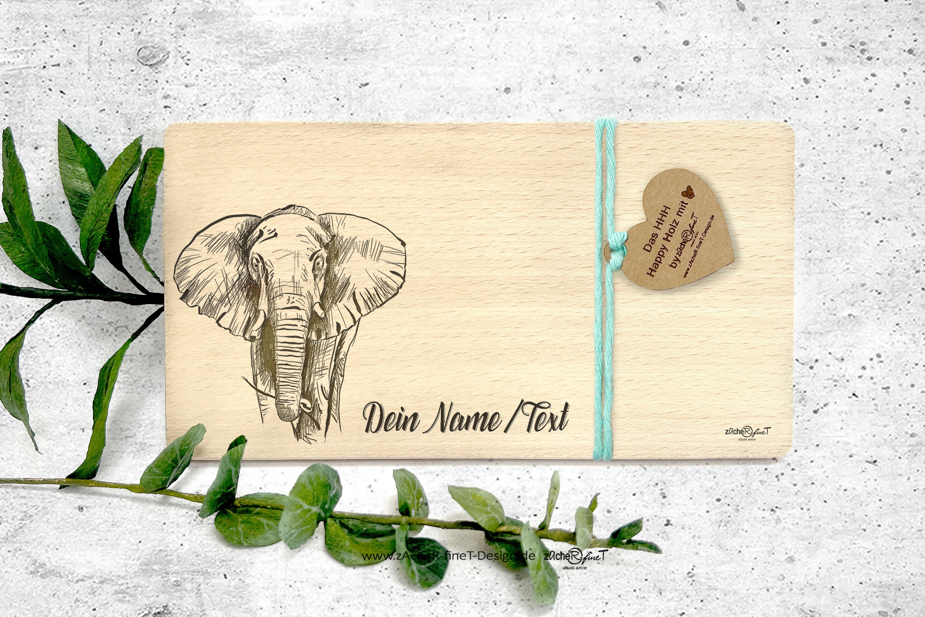 Frühstücksbrettchen Für Kinder Mit Elefant-Motiv, Aus Massivholz, Ca. 20 X 17 X 1 Cm – Spülmaschinenfest & Antibakteriell
