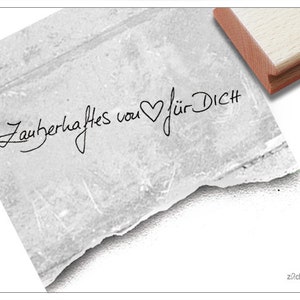 Stempel Zauberhaftes von Herzen für Dich - Textstempel für Glückwünsche zum Geburtstag, Hochzeit, Muttertag oder Valentinstag, Scrapbook