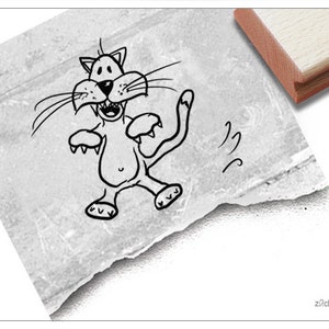 Stempel Tierstempel CRAZY CAT Katze Kater - Kinderstempel, Geschenk für Kinder, Kita, Kinderzimmer, Schule, Geburtstag, Einschulung, Basteln