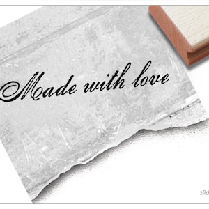 Stempel Made with love - Textstempel, Vintage, Kalligraphie, für Karten und Geschenkanhänger, Etiketten, Schilder selbst gemacht, Scrapbook