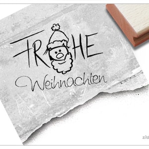 Tampon de Noël Joyeux Noël avec le Père Noël - tampon de texte pour cartes, étiquettes cadeaux, artisanat, cadeaux, décorations de Noël