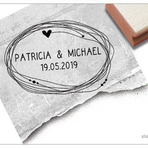 Timbro di matrimonio individuale personalizzato con nome e data – timbro con nome per il matrimonio, timbro in legno, invito, regalo, decorazione da tavola
