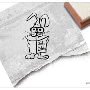 Sello de Pascua conejito con Feliz Pascua - sello de texto para Pascua, para tarjetas y etiquetas de regalo, manualidades y decoraciones de Pascua, álbum de recortes