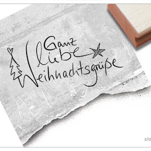 Stempel Weihnachtsstempel Ganz liebe Weihnachtsgrüße - Textstempel in Handschrift zu Weihnachten, Karten, Geschenkanhänger, Weihnachtsdeko