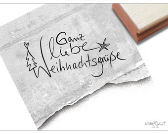 Stempel Weihnachtsstempel Ganz liebe Weihnachtsgrüße - Textstempel in Handschrift zu Weihnachten, Karten, Geschenkanhänger, Weihnachtsdeko