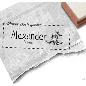Timbro individuale Ex Libris MONKEY, personalizzato con nome, timbro in legno o timbro automatico, regalo per bambini, iscrizione scolastica