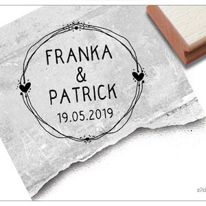 Timbro di matrimonio individuale personalizzato con nome e data – timbro con nome per il matrimonio, timbro in legno, invito, regalo, decorazione da tavola