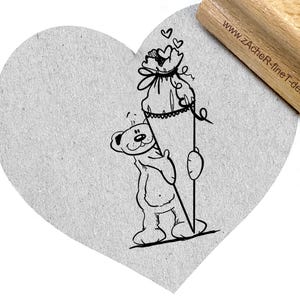 Timbro TEDDY, ORSO con CONO SCOLASTICO - timbro con motivo, timbro per bambini, regalo per l'iscrizione a scuola, ritorno a scuola, design di zAcheR-fineT