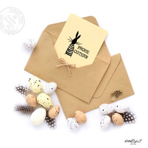 Stempel Osterstempel FROHE OSTERN mit Hase Textstempel zum Osterfest, für Ostergrüße, Karten, Geschenkanhänger, Geschenk, Osterdeko Bild 2