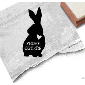 Timbre de Pâques HASE avec Joyeuses Pâques - timbre typographique pour Pâques, pour les vœux de Pâques, les cartes, les étiquettes cadeaux, les cadeaux, les décorations de Pâques