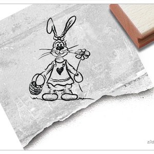 Stempel Osterstempel HASE Mädchen - Tierstempel zu Ostern, für Ostergrüße, Karten, Geschenkanhänger, Osterdeko, Geschenk für Kinder, Basteln