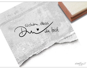 Stamp &quot;It&#39;s nice that you&#39;re here&quot; in handwriting - text stamp for cards, gift tags, table decoration, guest gift, scrapbook, friendship