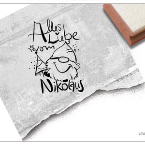 Stempel All the best from Santa Claus - tekststempel met elf, kabouter - Santa Claus-stempel voor cadeaulabels, knutselen, Santa Claus-decoratie, plakboek