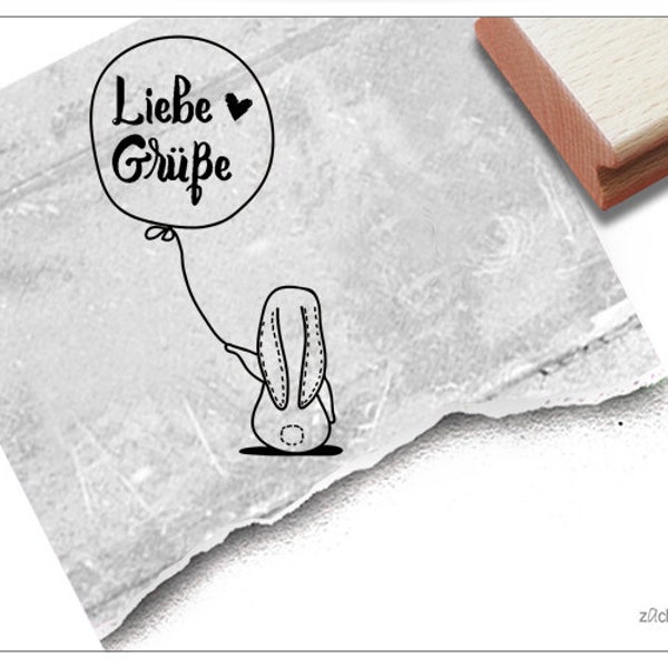 Stempel - Liebe Grüße mit kleinem Hasen