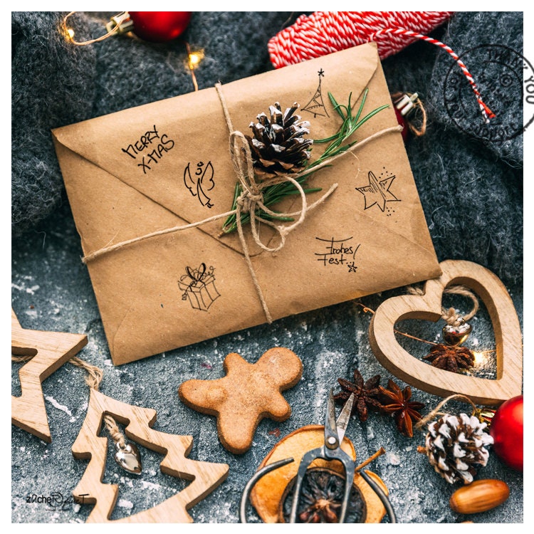 Juego De 6 Sellos Navideños De Madera Con Motivos Clásicos, Diámetro 3 Cm, Ideales Para Tarjetas, Papel De Regalo Y Manualidades DIY