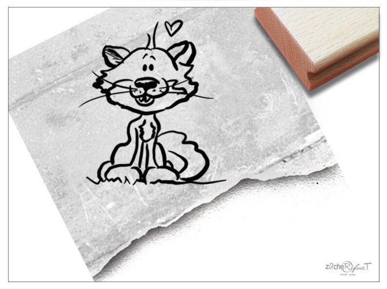 Stempel Tierstempel Baby Katze, Kater Kinderstempel, Geschenk für Kinder, Kita, Kinderzimmer, Schule, Geburtstag, Einschulung, Basteln Bild 1