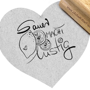 Stempel SAUER MACHT LUSTIG - Textstempel mit Bild, für Karten, Küche, Garten, Party und Halloween, Anhänger, Geschenk, Scrapbook